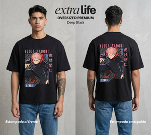 El Arte de las Maldiciones | Fuerza de Voluntad #04531 - Playera Oversized Premium | Deep Black - Foto en modelo