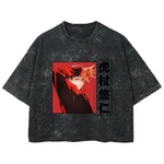 Playera streetwear premium de anime y gaming ExtraLife MX, corte boxy deluxe mineral wash heavyweight en color Acid Wash, moda urbana mexicana de culto.