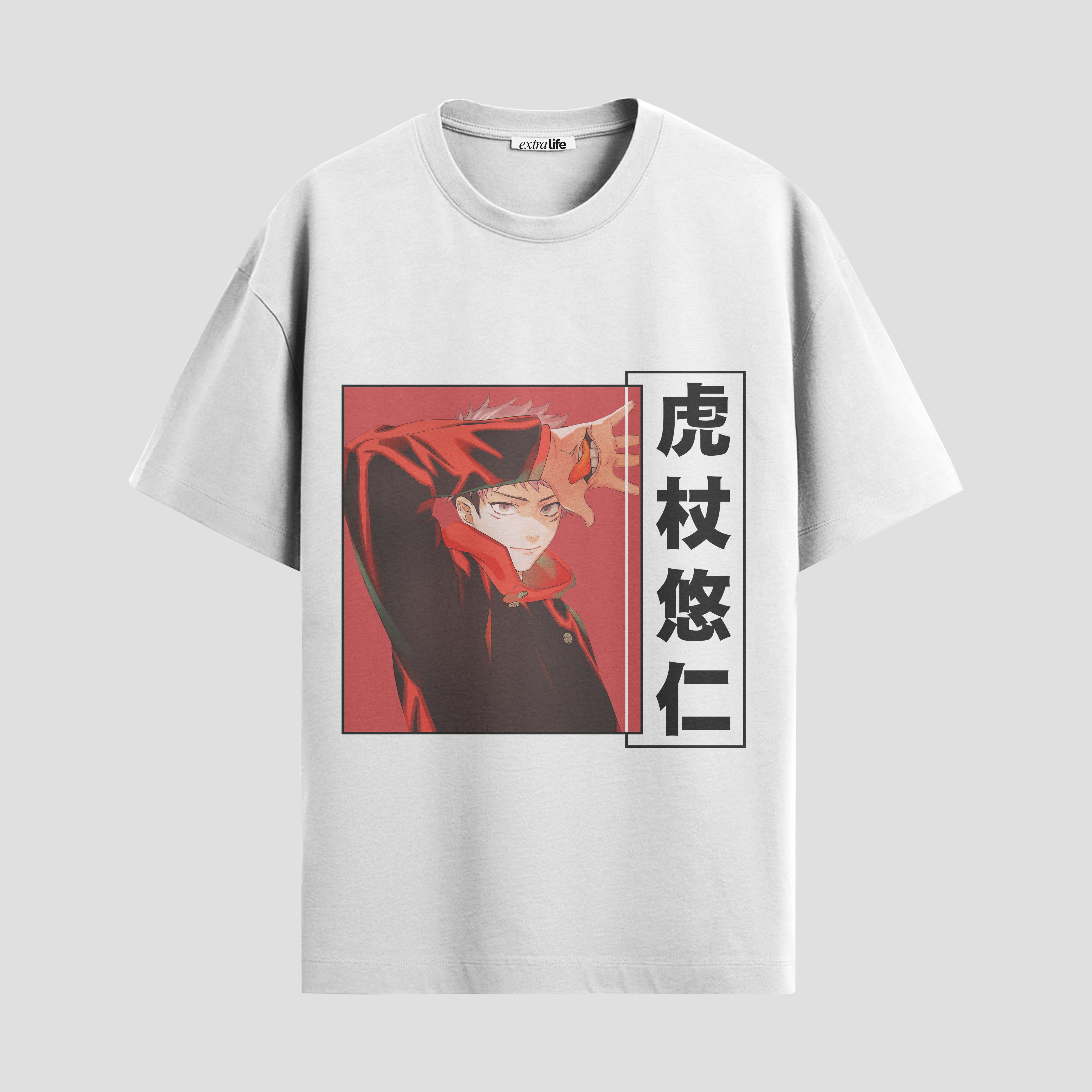 Playera urbana de anime y gaming ExtraLife MX, corte Standard Fit unisex ligero y transpirable en color Deep Black y Pure White, ropa de uso diario para gym y casual.