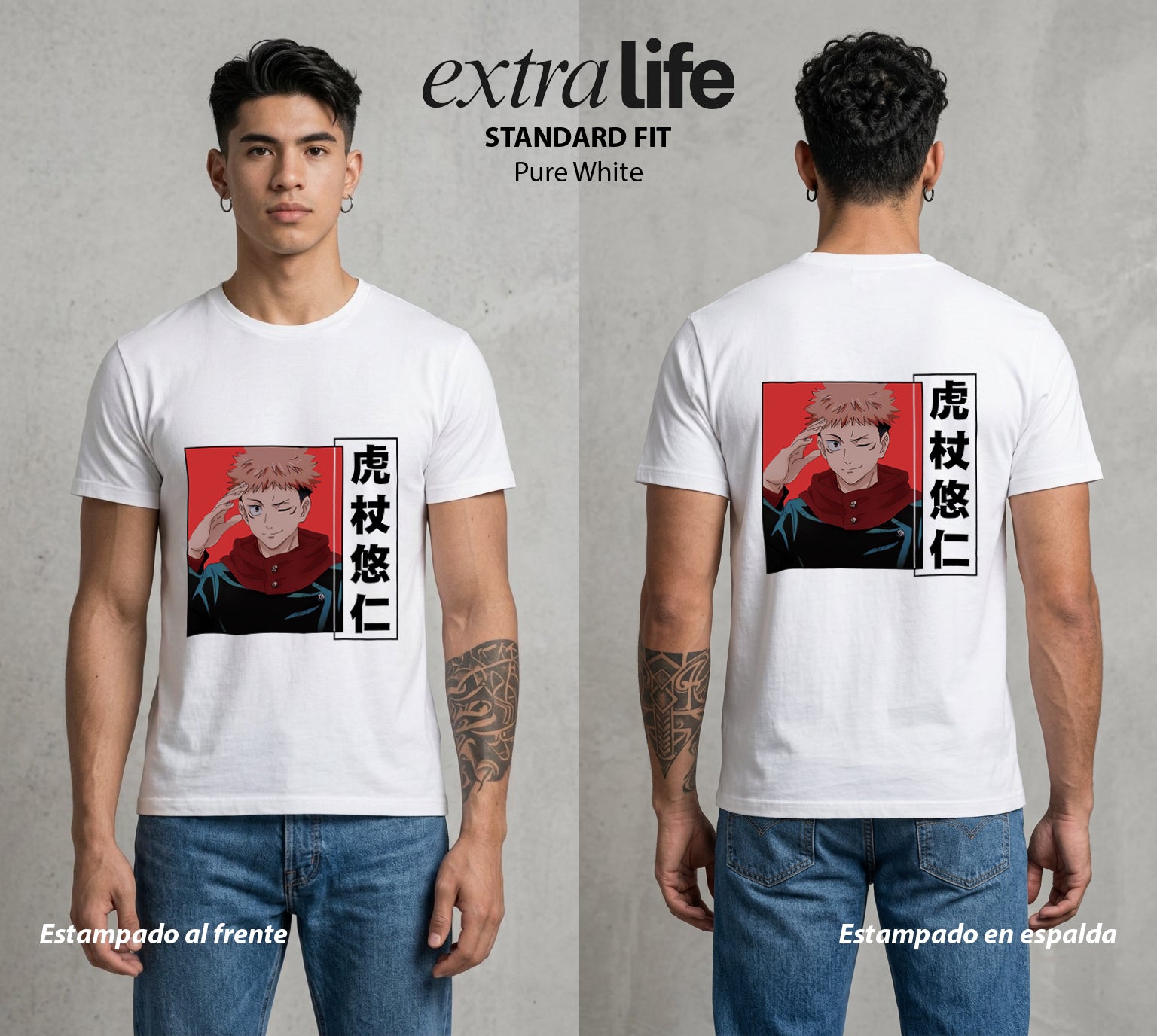 El Arte de las Maldiciones | El Cuerpo del Rey #04533 - Playera Standard Fit | Pure White - Foto en modelo