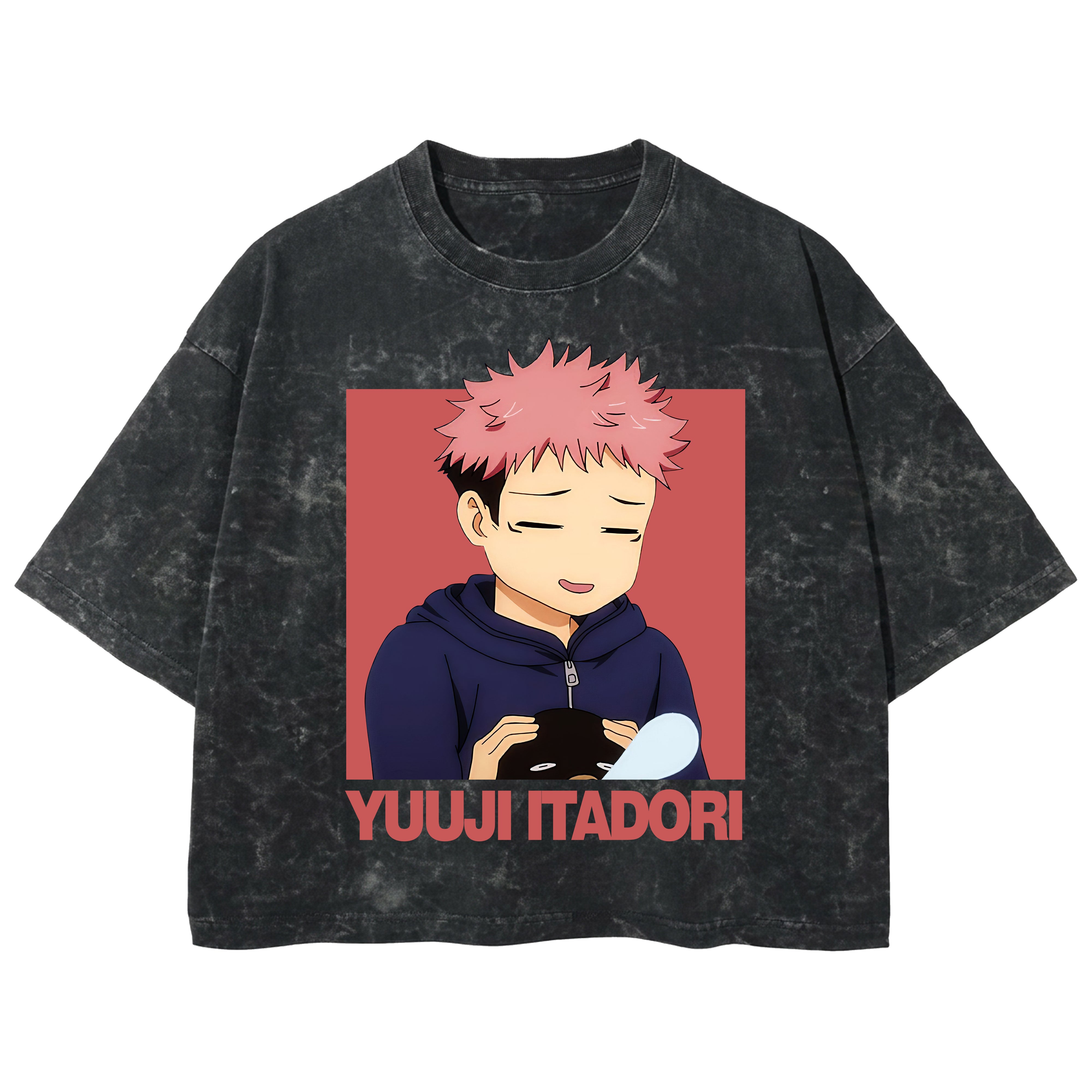 Playera streetwear premium de anime y gaming ExtraLife MX, corte boxy deluxe mineral wash heavyweight en color Acid Wash, moda urbana mexicana de culto.