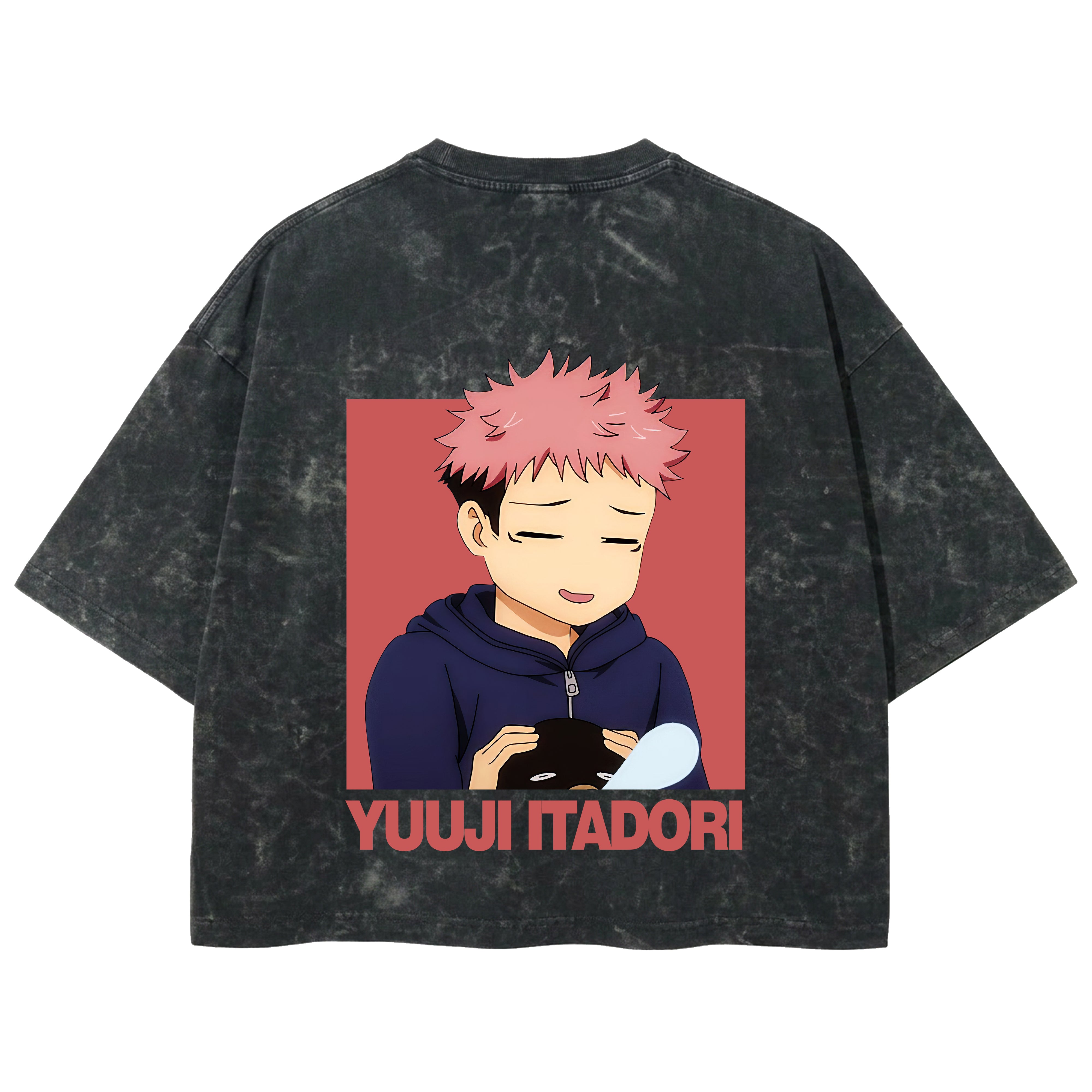 Playera streetwear premium de anime y gaming ExtraLife MX, corte boxy deluxe mineral wash heavyweight en color Acid Wash, moda urbana mexicana de culto.