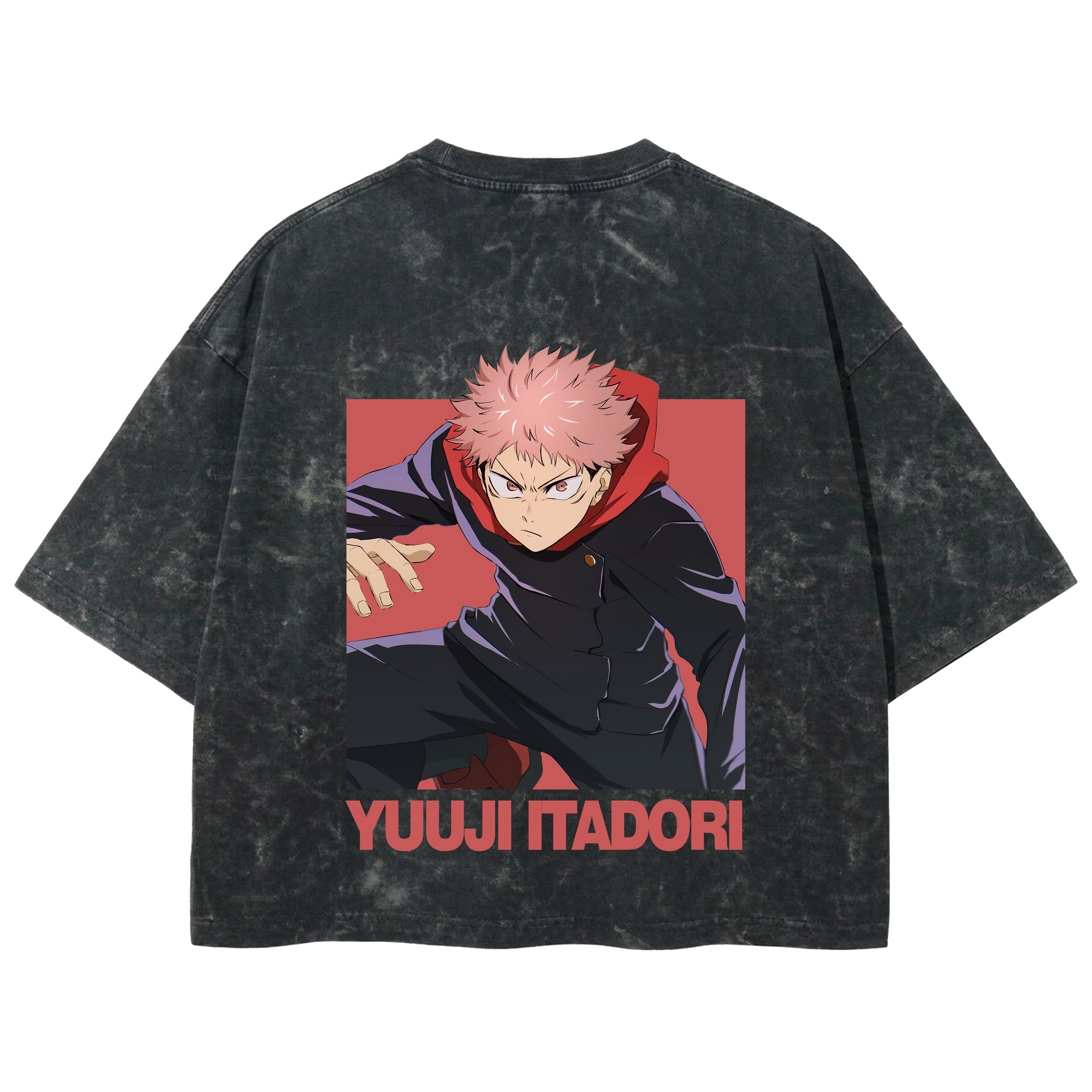 Playera streetwear premium de anime y gaming ExtraLife MX, corte boxy deluxe mineral wash heavyweight en color Acid Wash, moda urbana mexicana de culto.