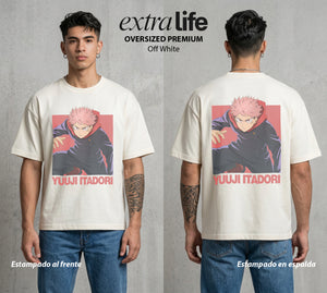 El Arte de las Maldiciones | La Voluntad del Bien #04535 - Playera Oversized Premium | Off White - Foto en modelo