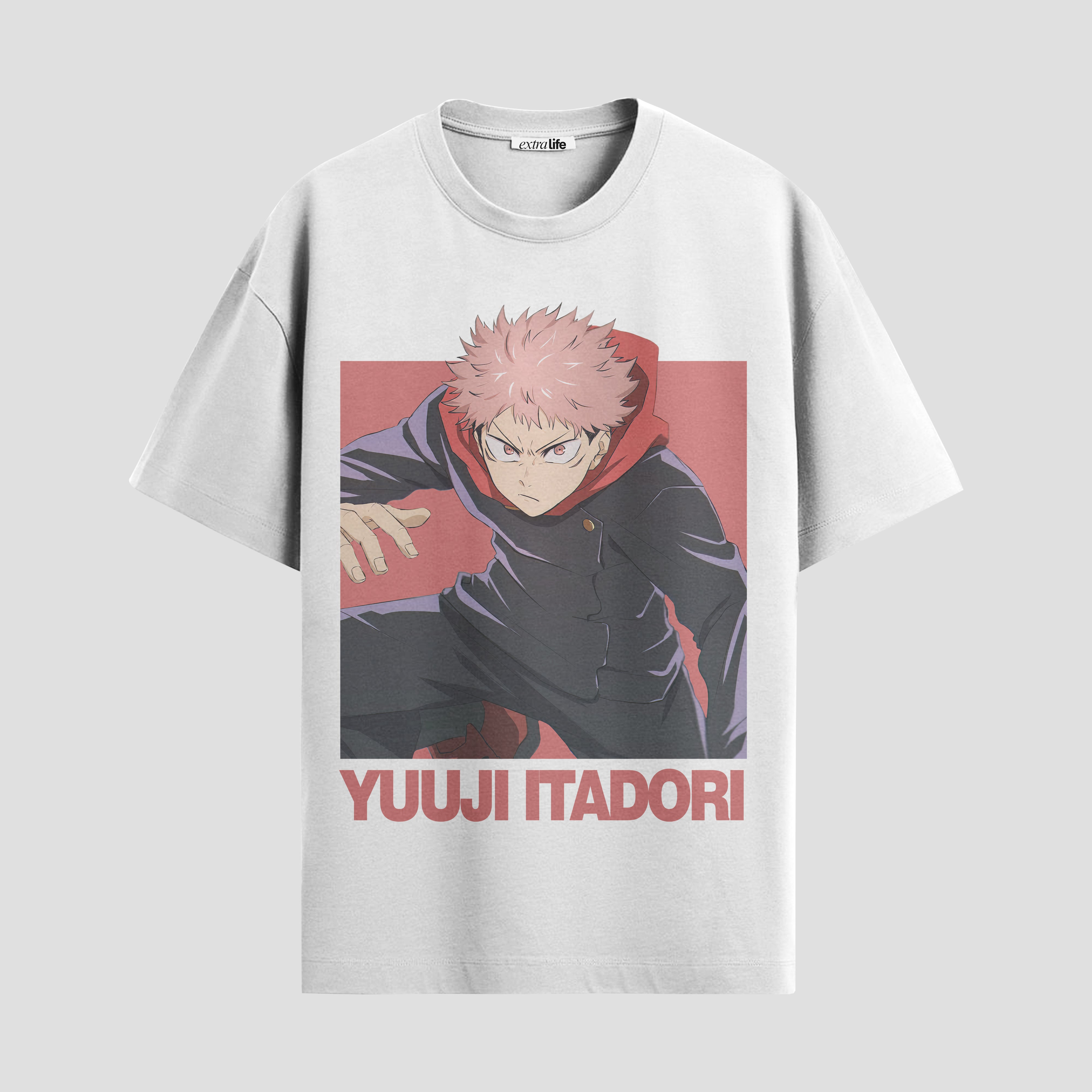 Playera urbana de anime y gaming ExtraLife MX, corte Standard Fit unisex ligero y transpirable en color Deep Black y Pure White, ropa de uso diario para gym y casual.