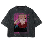 Playera streetwear premium de anime y gaming ExtraLife MX, corte boxy deluxe mineral wash heavyweight en color Acid Wash, moda urbana mexicana de culto.