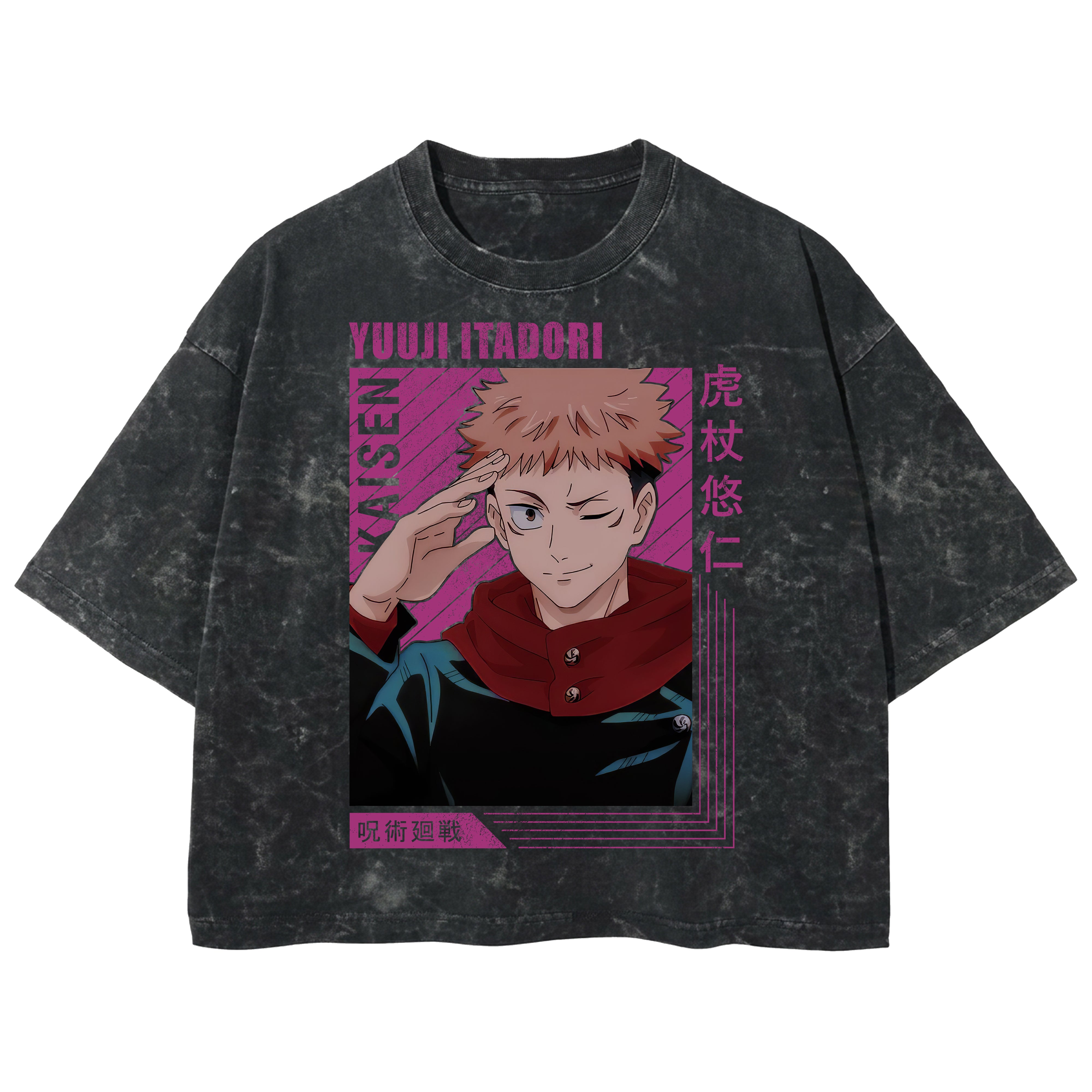 Playera streetwear premium de anime y gaming ExtraLife MX, corte boxy deluxe mineral wash heavyweight en color Acid Wash, moda urbana mexicana de culto.