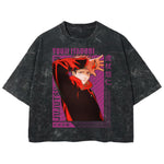 Playera streetwear premium de anime y gaming ExtraLife MX, corte boxy deluxe mineral wash heavyweight en color Acid Wash, moda urbana mexicana de culto.