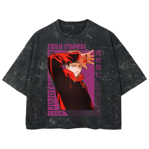 Playera streetwear premium de anime y gaming ExtraLife MX, corte boxy deluxe mineral wash heavyweight en color Acid Wash, moda urbana mexicana de culto.