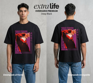 El Arte de las Maldiciones | El Corazon del Poder #04537 - Playera Oversized Premium | Deep Black - Foto en modelo