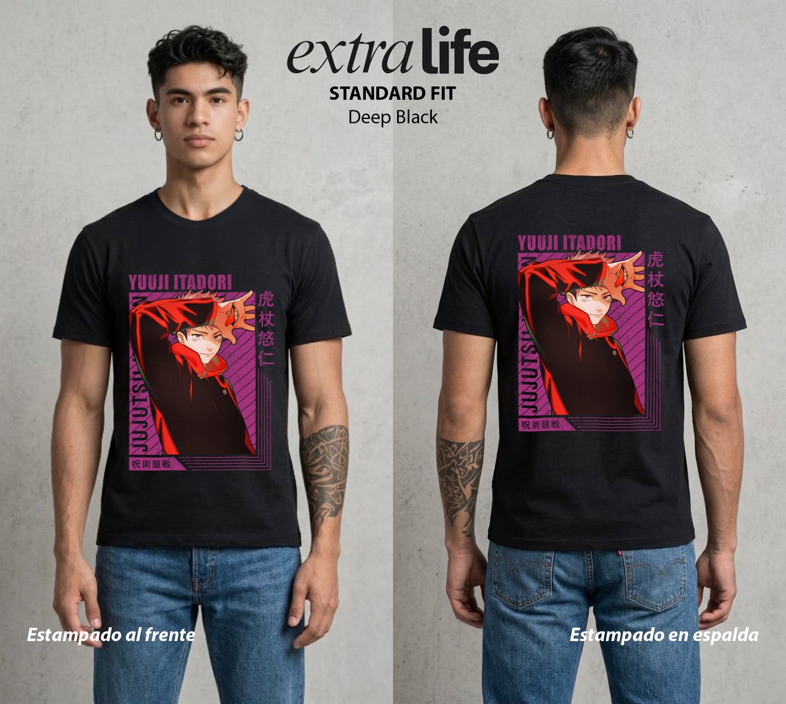 El Arte de las Maldiciones | El Corazon del Poder #04537 - Playera Standard Fit | Deep Black - Foto en modelo
