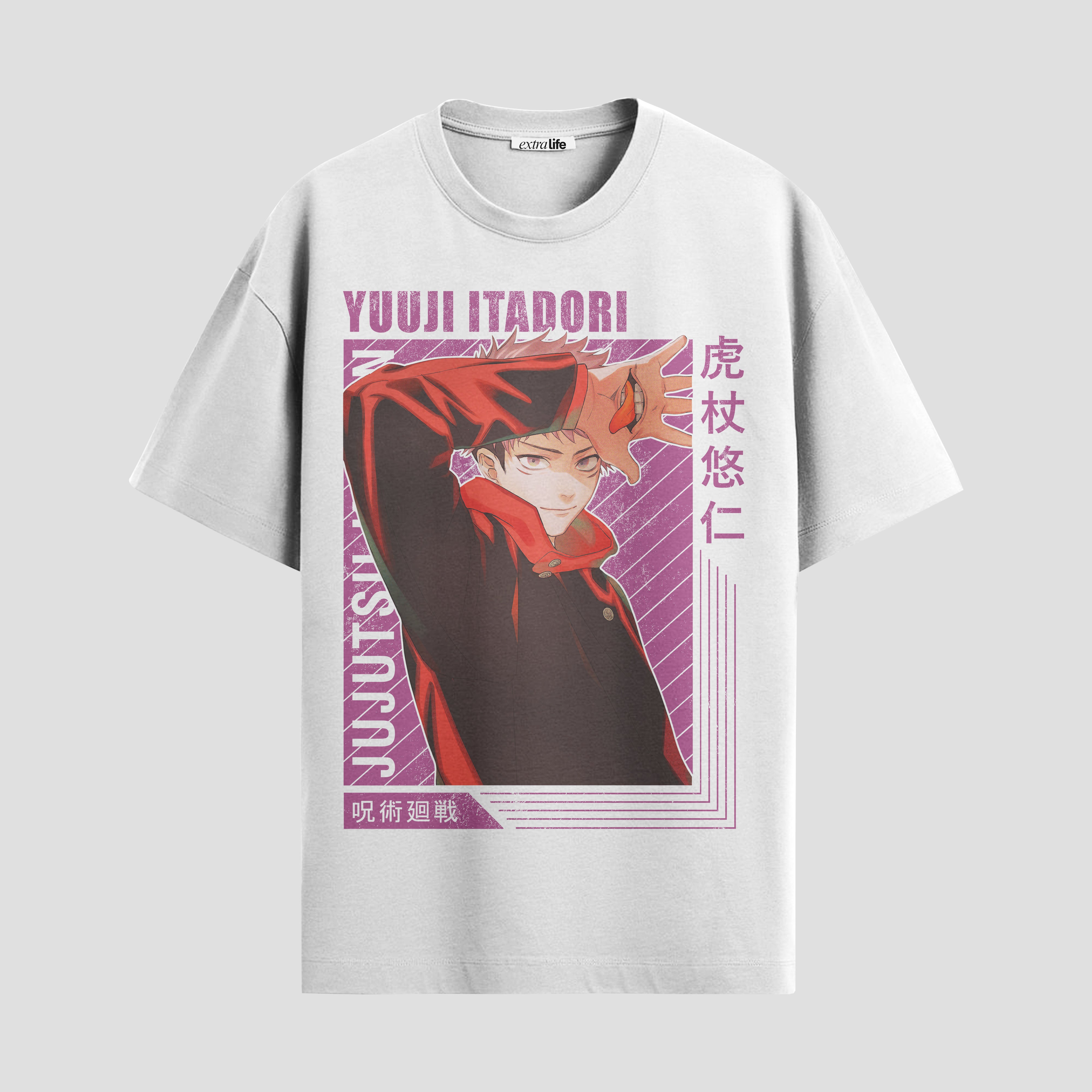 Playera urbana de anime y gaming ExtraLife MX, corte Standard Fit unisex ligero y transpirable en color Deep Black y Pure White, ropa de uso diario para gym y casual.