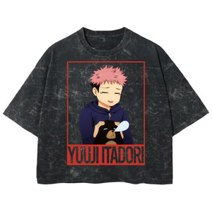 Playera streetwear premium de anime y gaming ExtraLife MX, corte boxy deluxe mineral wash heavyweight en color Acid Wash, moda urbana mexicana de culto.