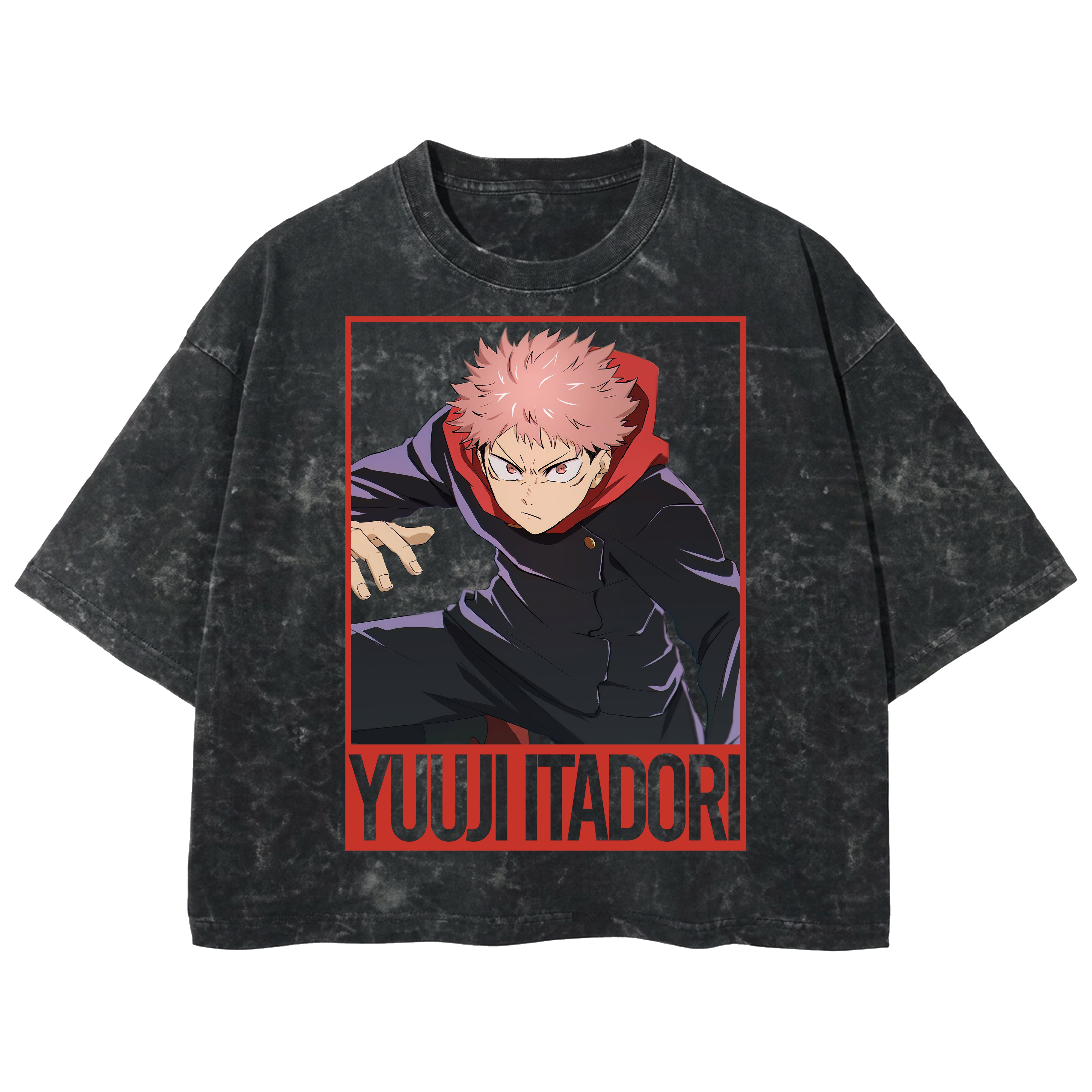 Playera streetwear premium de anime y gaming ExtraLife MX, corte boxy deluxe mineral wash heavyweight en color Acid Wash, moda urbana mexicana de culto.