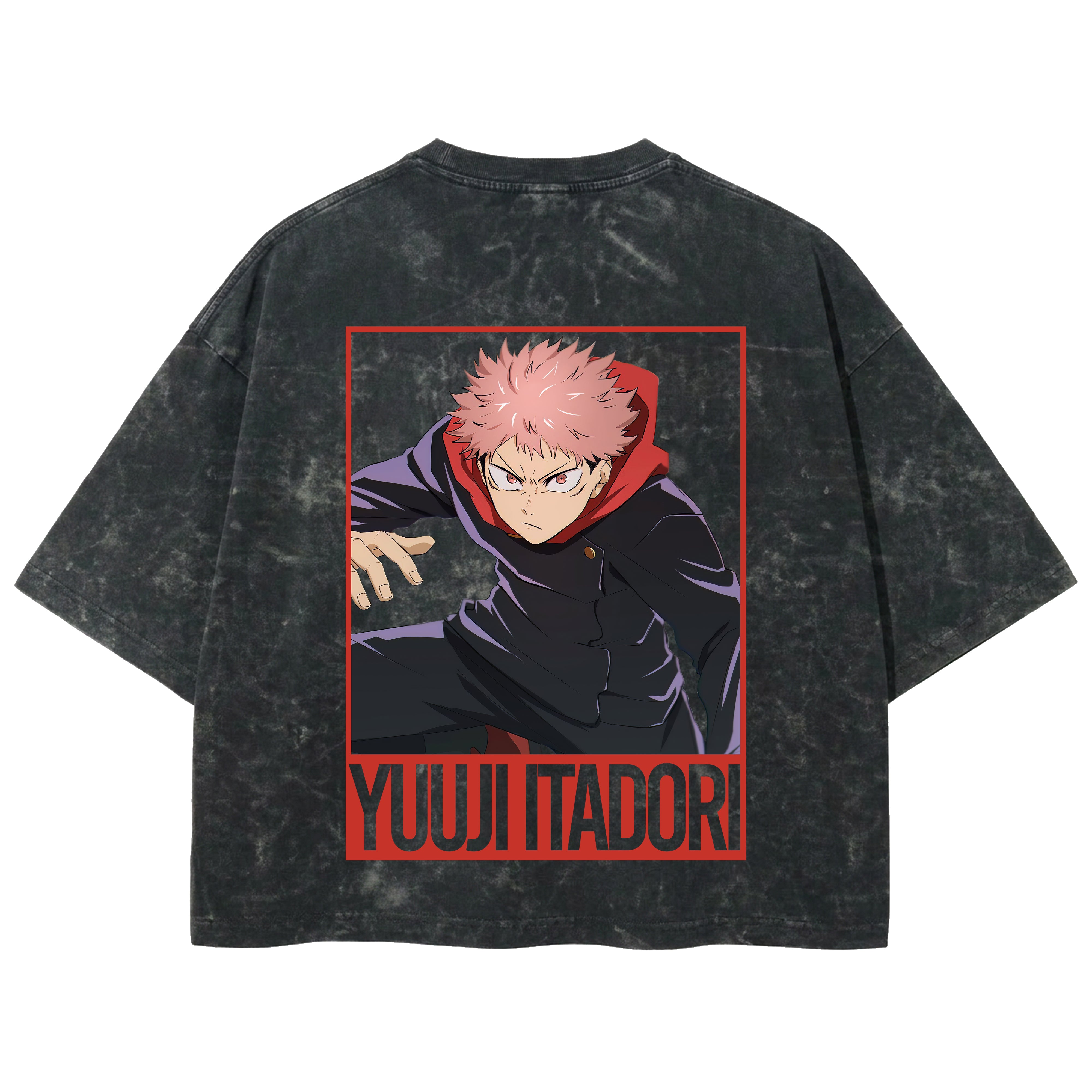 Playera streetwear premium de anime y gaming ExtraLife MX, corte boxy deluxe mineral wash heavyweight en color Acid Wash, moda urbana mexicana de culto.
