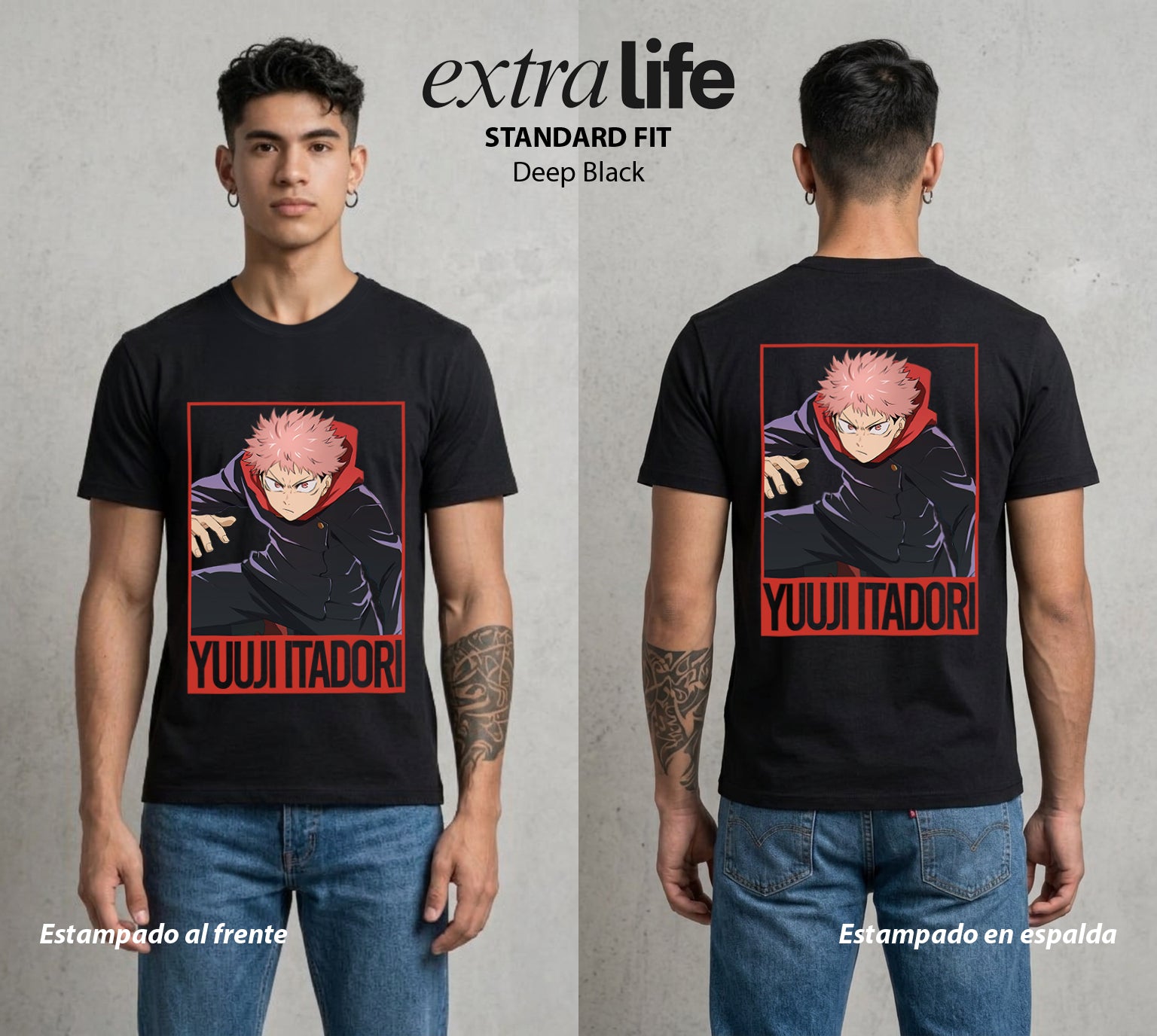 El Arte de las Maldiciones | Fuerza de Voluntad #04539 - Playera Standard Fit | Deep Black - Foto en modelo