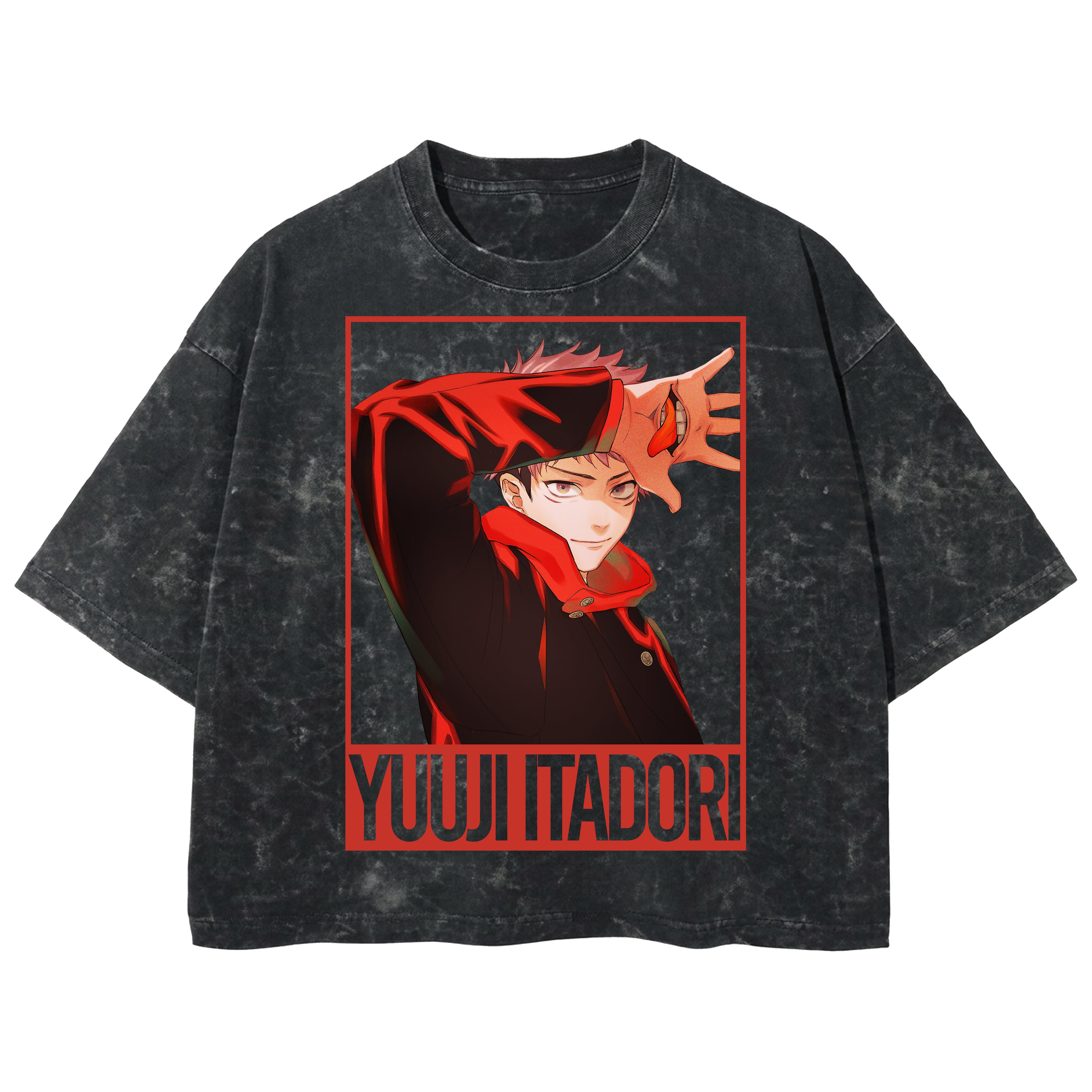 Playera streetwear premium de anime y gaming ExtraLife MX, corte boxy deluxe mineral wash heavyweight en color Acid Wash, moda urbana mexicana de culto.