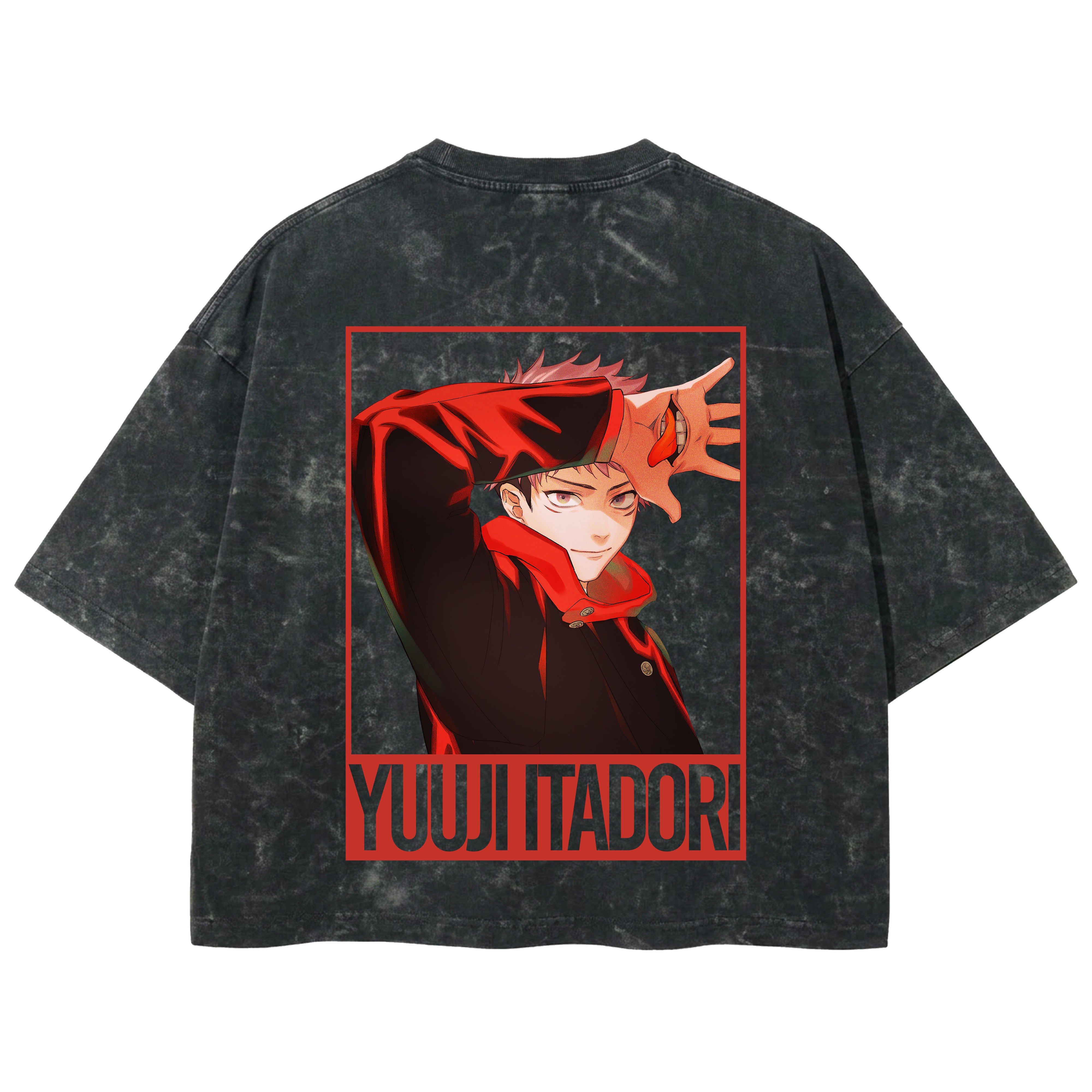 Playera streetwear premium de anime y gaming ExtraLife MX, corte boxy deluxe mineral wash heavyweight en color Acid Wash, moda urbana mexicana de culto.