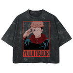 Playera streetwear premium de anime y gaming ExtraLife MX, corte boxy deluxe mineral wash heavyweight en color Acid Wash, moda urbana mexicana de culto.