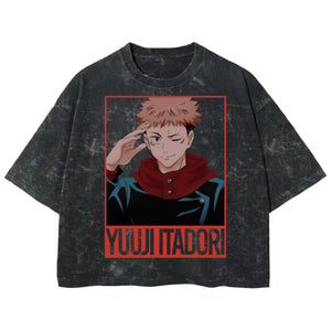 Playera streetwear premium de anime y gaming ExtraLife MX, corte boxy deluxe mineral wash heavyweight en color Acid Wash, moda urbana mexicana de culto.