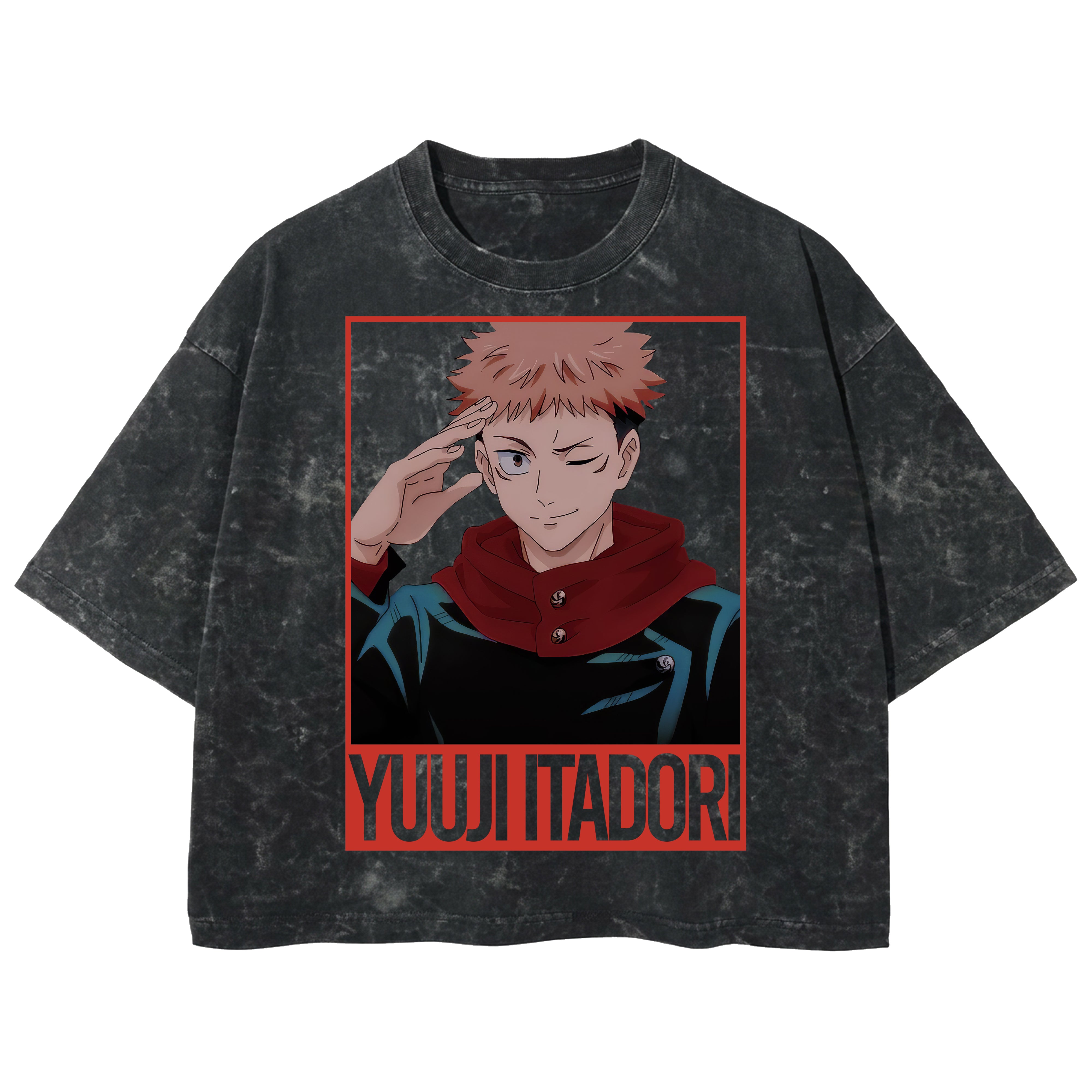 Playera streetwear premium de anime y gaming ExtraLife MX, corte boxy deluxe mineral wash heavyweight en color Acid Wash, moda urbana mexicana de culto.