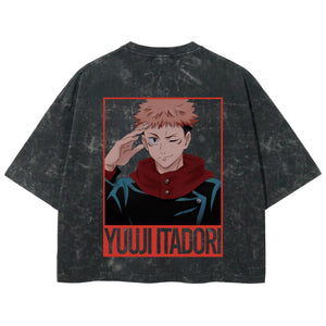 Playera streetwear premium de anime y gaming ExtraLife MX, corte boxy deluxe mineral wash heavyweight en color Acid Wash, moda urbana mexicana de culto.