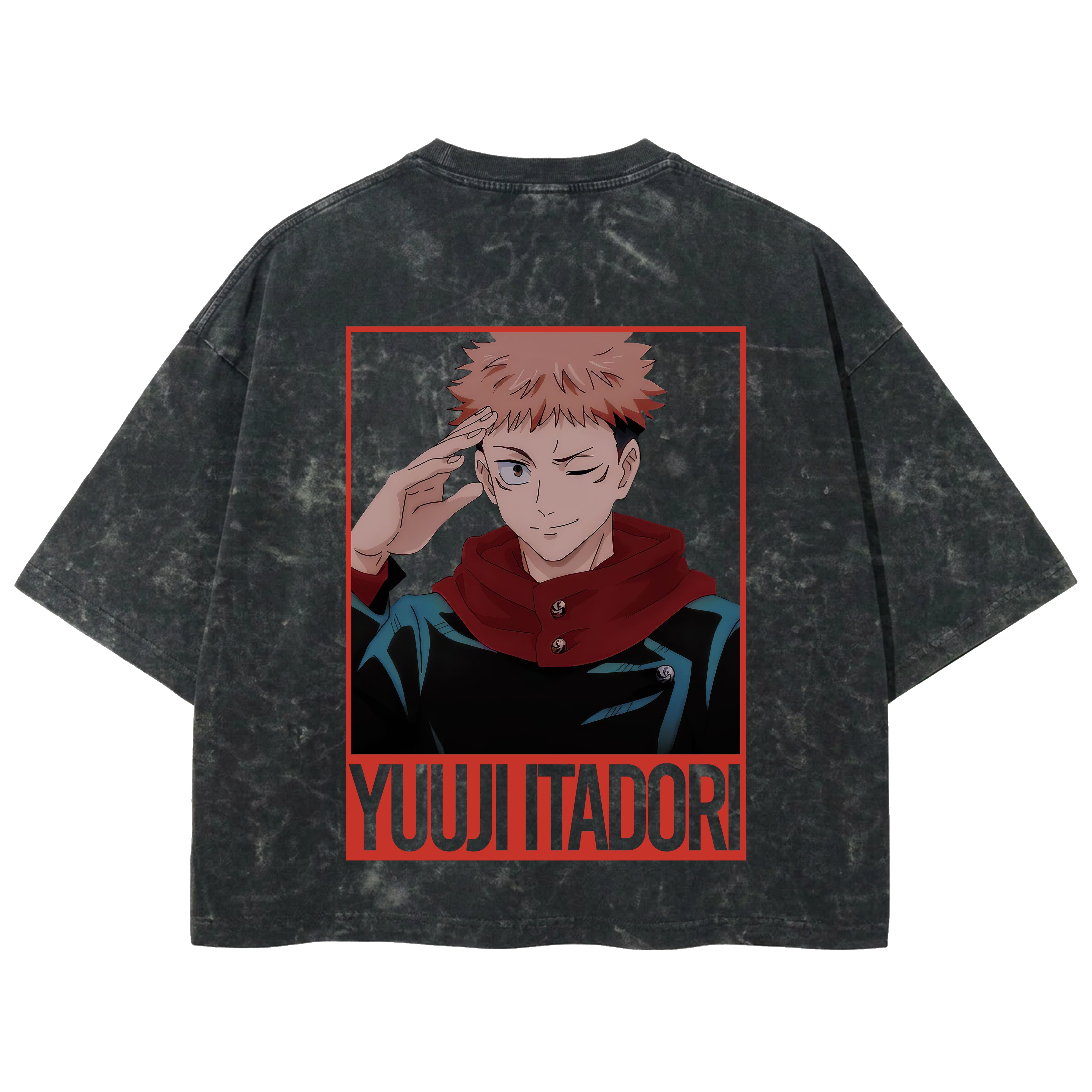 Playera streetwear premium de anime y gaming ExtraLife MX, corte boxy deluxe mineral wash heavyweight en color Acid Wash, moda urbana mexicana de culto.