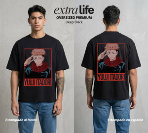 El Arte de las Maldiciones | El Cuerpo del Rey #04541 - Playera Oversized Premium | Deep Black - Foto en modelo