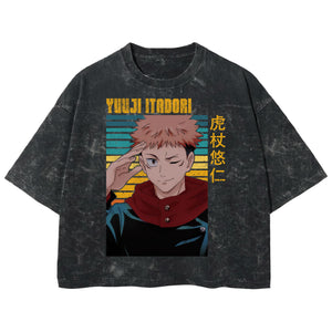 Playera streetwear premium de anime y gaming ExtraLife MX, corte boxy deluxe mineral wash heavyweight en color Acid Wash, moda urbana mexicana de culto.