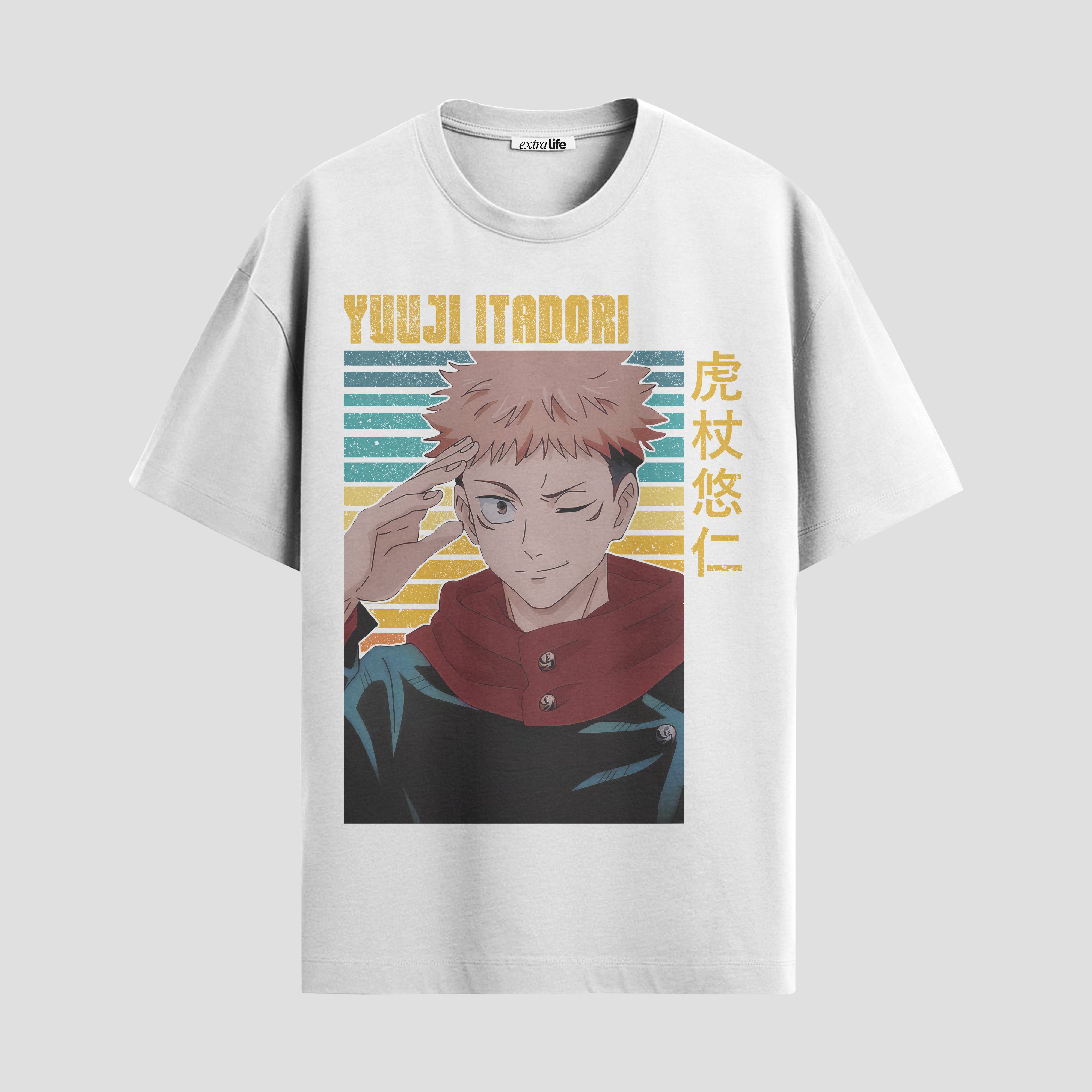Playera urbana de anime y gaming ExtraLife MX, corte Standard Fit unisex ligero y transpirable en color Deep Black y Pure White, ropa de uso diario para gym y casual.