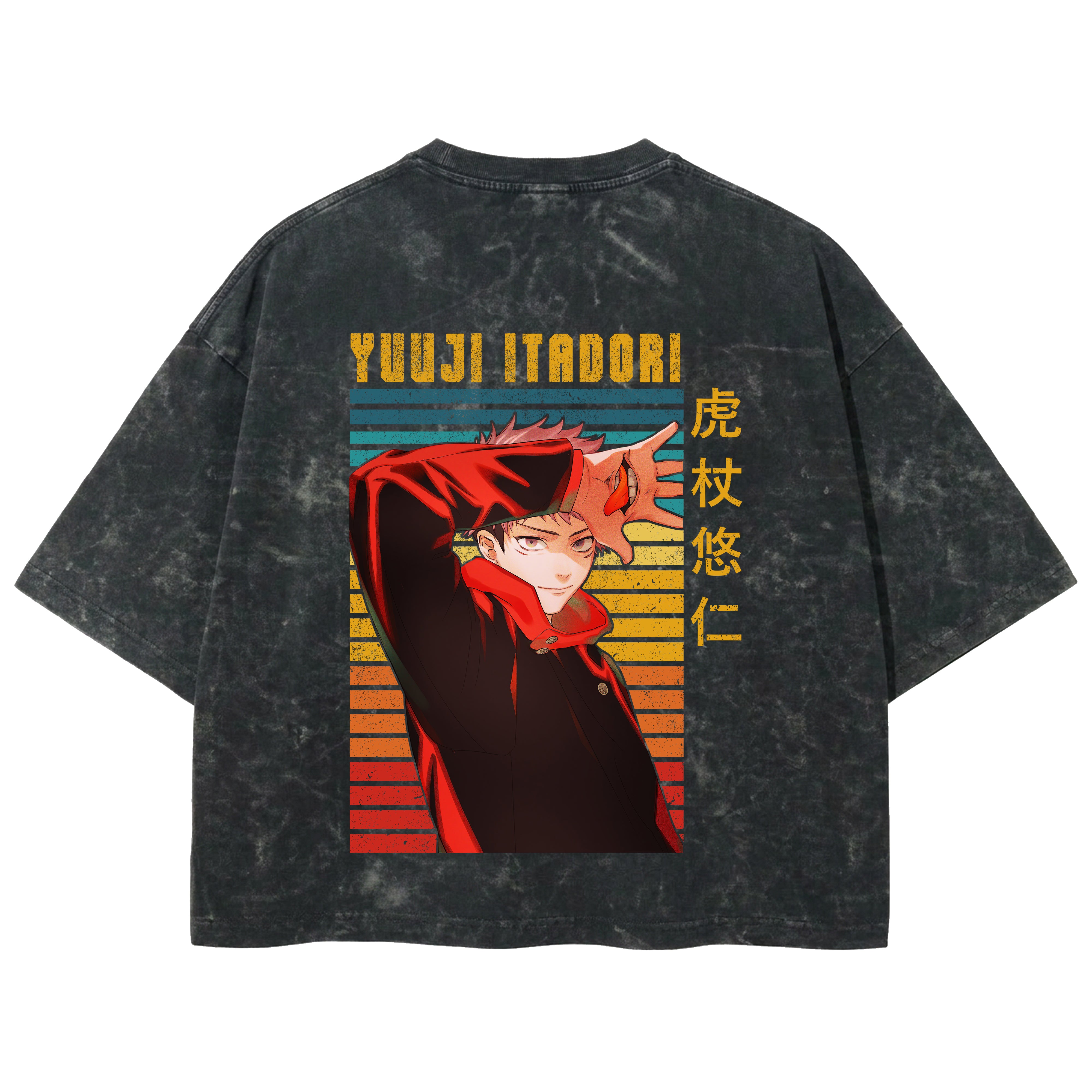 Playera streetwear premium de anime y gaming ExtraLife MX, corte boxy deluxe mineral wash heavyweight en color Acid Wash, moda urbana mexicana de culto.