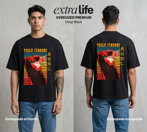 El Arte de las Maldiciones | La Voluntad del Bien #04543 - Playera Oversized Premium | Deep Black - Foto en modelo