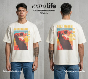 El Arte de las Maldiciones | La Voluntad del Bien #04543 - Playera Oversized Premium | Off White - Foto en modelo