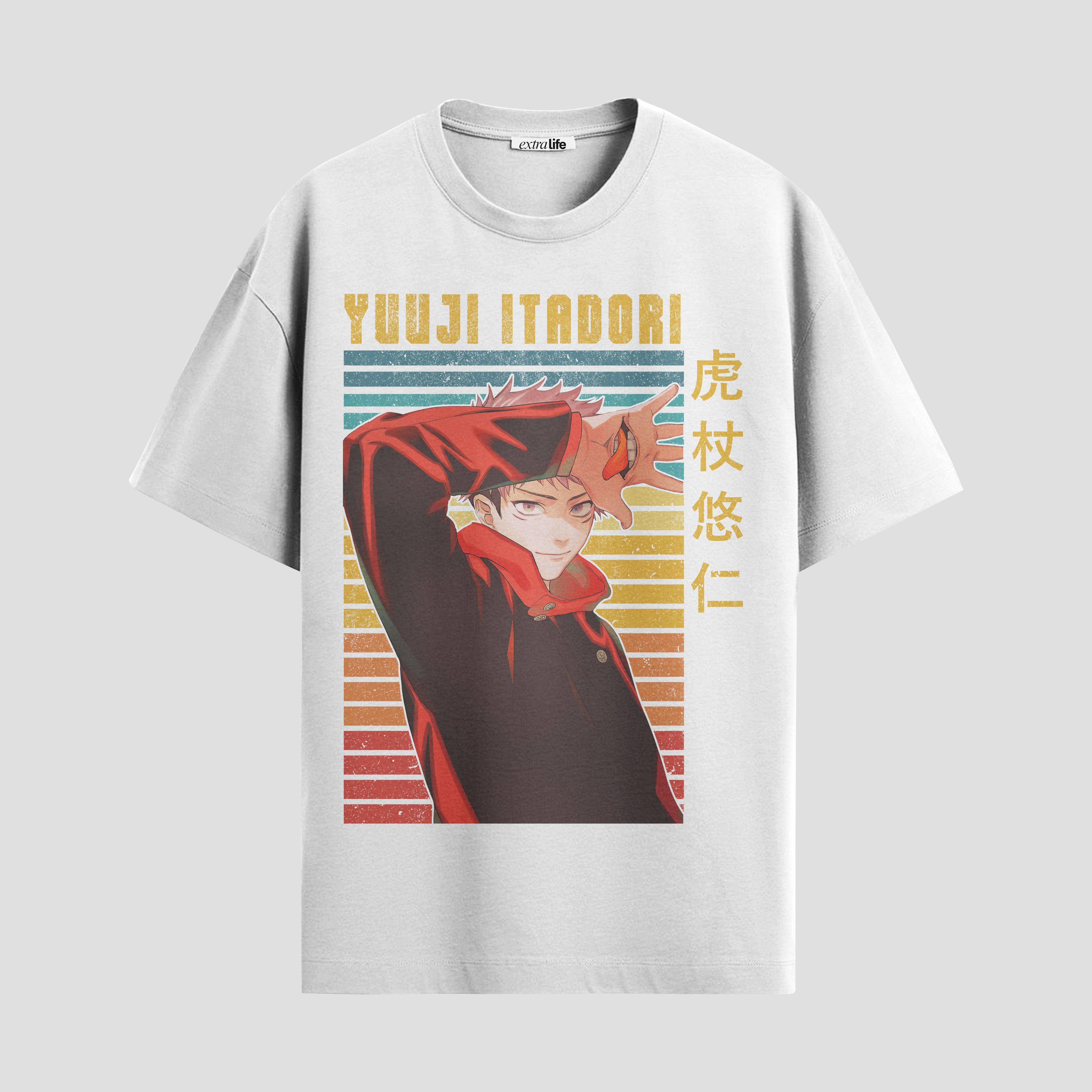 Playera urbana de anime y gaming ExtraLife MX, corte Standard Fit unisex ligero y transpirable en color Deep Black y Pure White, ropa de uso diario para gym y casual.