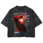 Playera streetwear premium de anime y gaming ExtraLife MX, corte boxy deluxe mineral wash heavyweight en color Acid Wash, moda urbana mexicana de culto.
