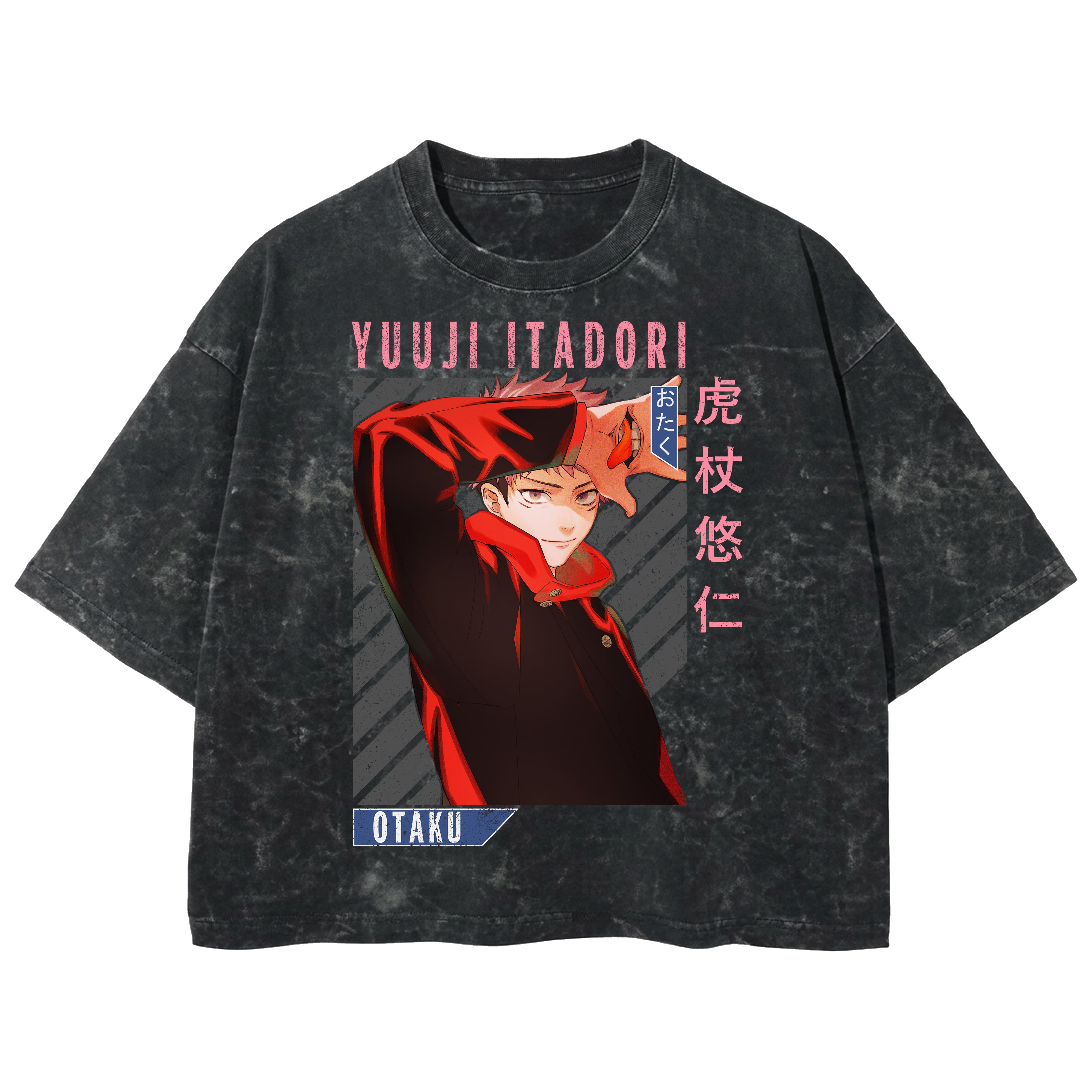 Playera streetwear premium de anime y gaming ExtraLife MX, corte boxy deluxe mineral wash heavyweight en color Acid Wash, moda urbana mexicana de culto.