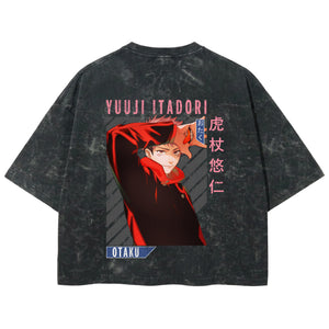 Playera streetwear premium de anime y gaming ExtraLife MX, corte boxy deluxe mineral wash heavyweight en color Acid Wash, moda urbana mexicana de culto.