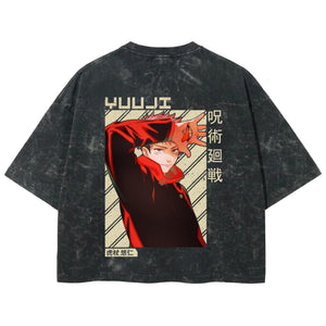 Playera streetwear premium de anime y gaming ExtraLife MX, corte boxy deluxe mineral wash heavyweight en color Acid Wash, moda urbana mexicana de culto.