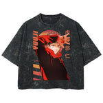 Playera streetwear premium de anime y gaming ExtraLife MX, corte boxy deluxe mineral wash heavyweight en color Acid Wash, moda urbana mexicana de culto.