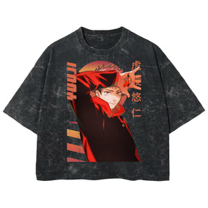 Playera streetwear premium de anime y gaming ExtraLife MX, corte boxy deluxe mineral wash heavyweight en color Acid Wash, moda urbana mexicana de culto.