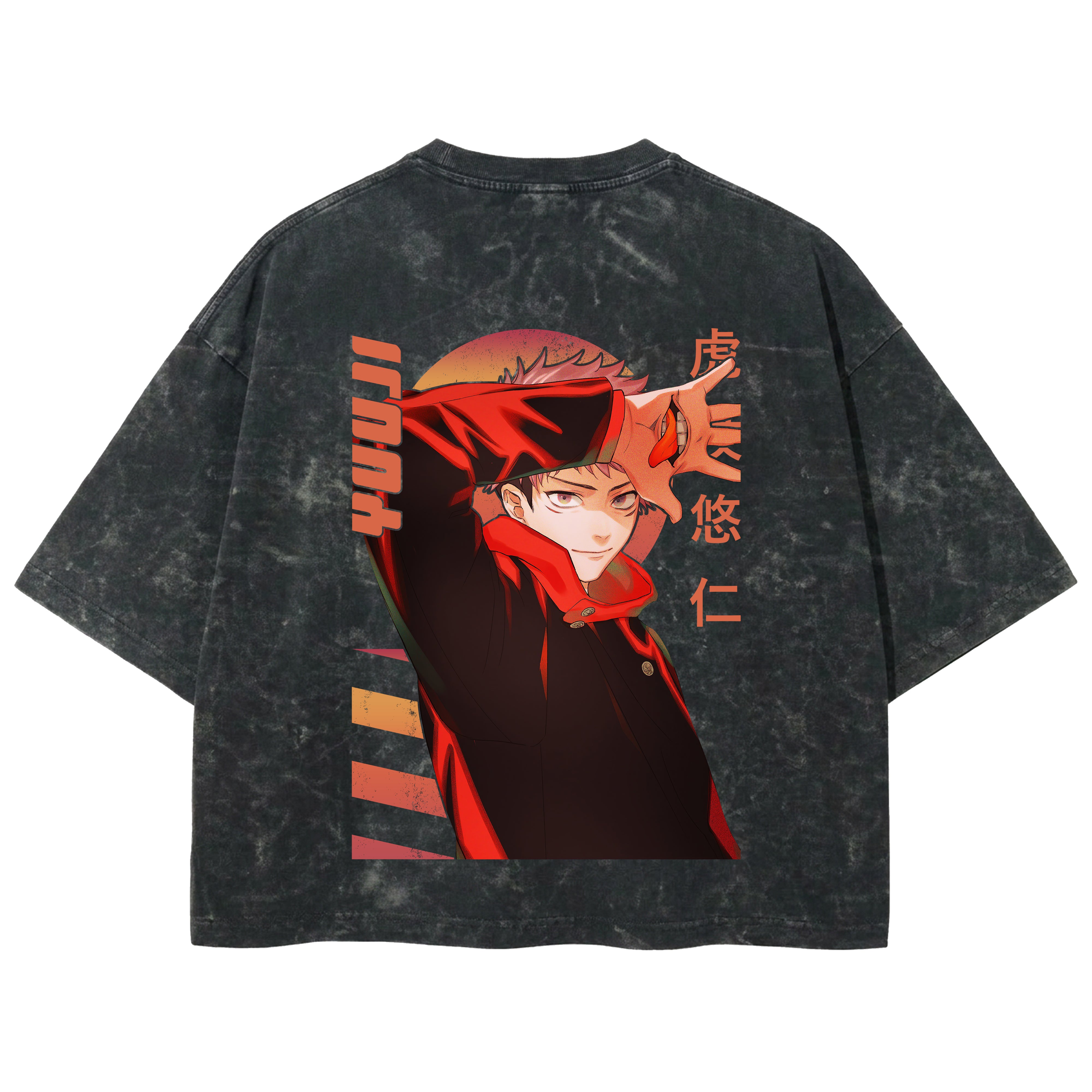 Playera streetwear premium de anime y gaming ExtraLife MX, corte boxy deluxe mineral wash heavyweight en color Acid Wash, moda urbana mexicana de culto.
