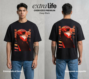El Arte de las Maldiciones | Fuerza de Voluntad #04547 - Playera Oversized Premium | Deep Black - Foto en modelo