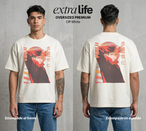 El Arte de las Maldiciones | Fuerza de Voluntad #04547 - Playera Oversized Premium | Off White - Foto en modelo