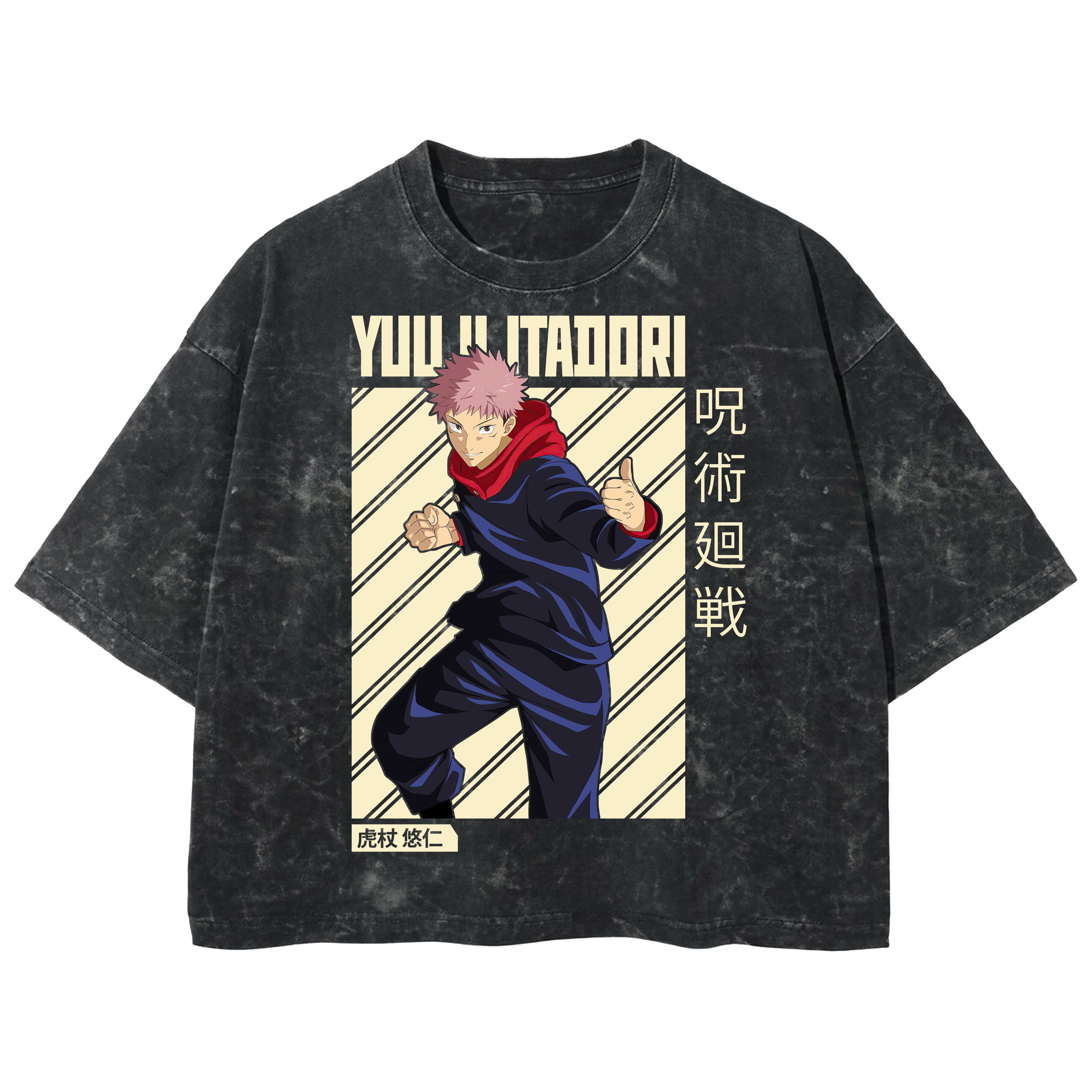 Playera streetwear premium de anime y gaming ExtraLife MX, corte boxy deluxe mineral wash heavyweight en color Acid Wash, moda urbana mexicana de culto.