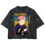 Playera streetwear premium de anime y gaming ExtraLife MX, corte boxy deluxe mineral wash heavyweight en color Acid Wash, moda urbana mexicana de culto.