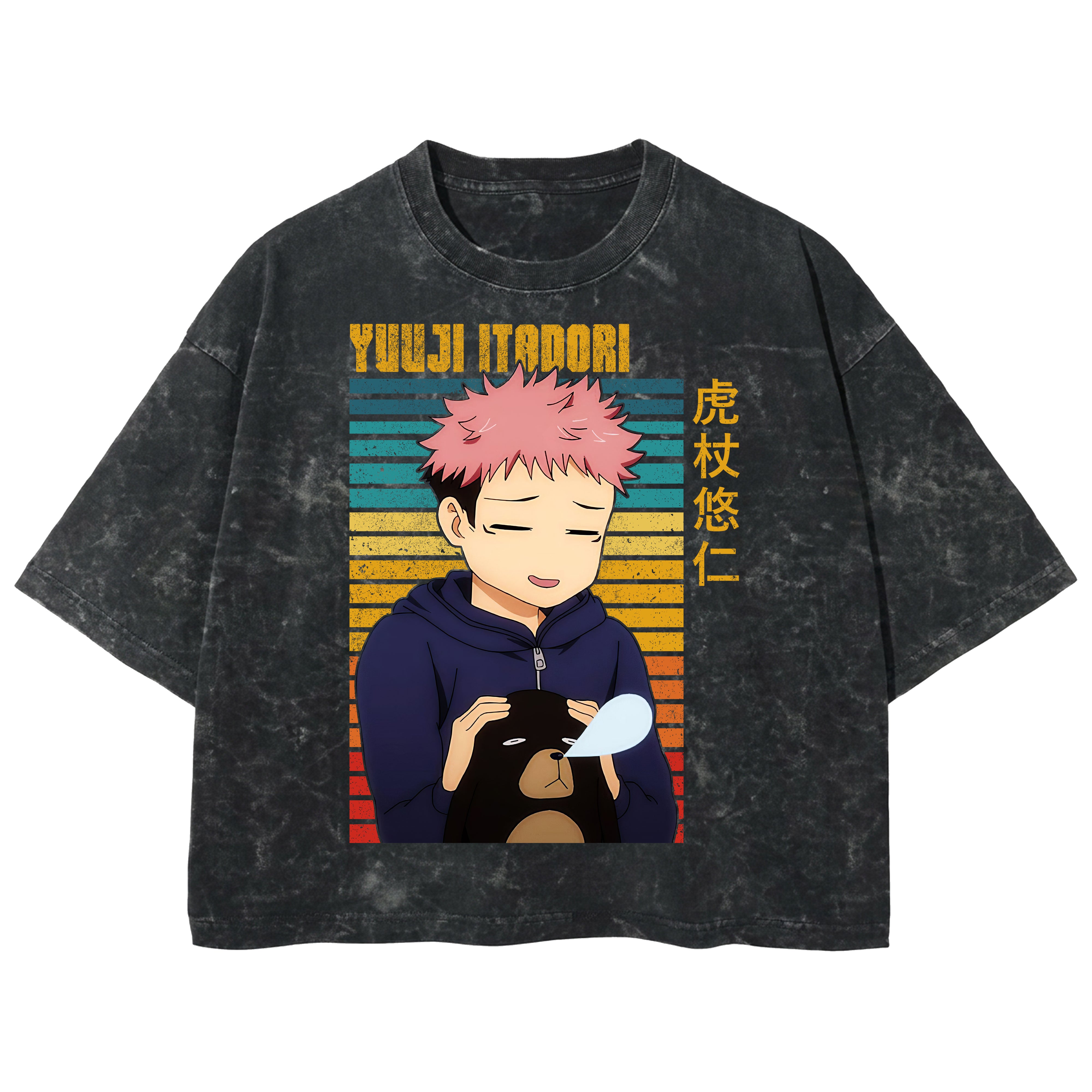 Playera streetwear premium de anime y gaming ExtraLife MX, corte boxy deluxe mineral wash heavyweight en color Acid Wash, moda urbana mexicana de culto.