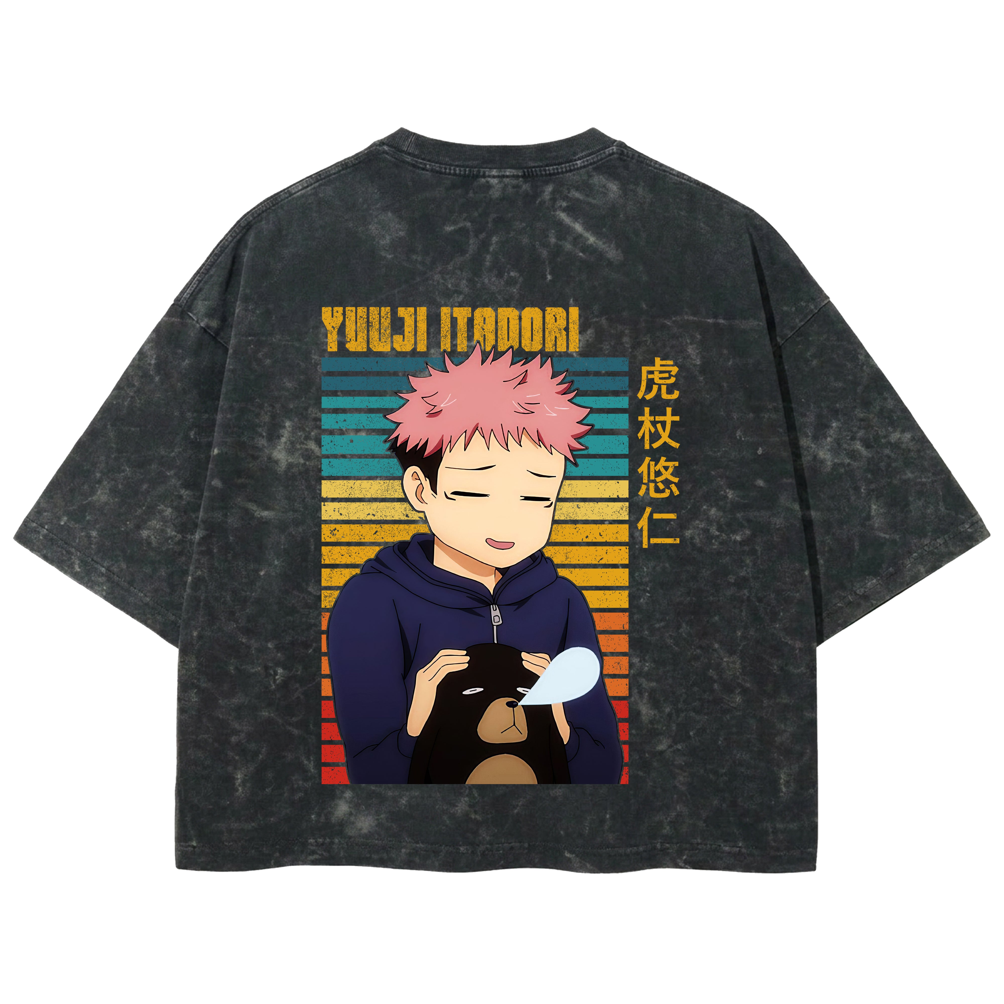 Playera streetwear premium de anime y gaming ExtraLife MX, corte boxy deluxe mineral wash heavyweight en color Acid Wash, moda urbana mexicana de culto.