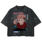 Playera streetwear premium de anime y gaming ExtraLife MX, corte boxy deluxe mineral wash heavyweight en color Acid Wash, moda urbana mexicana de culto.