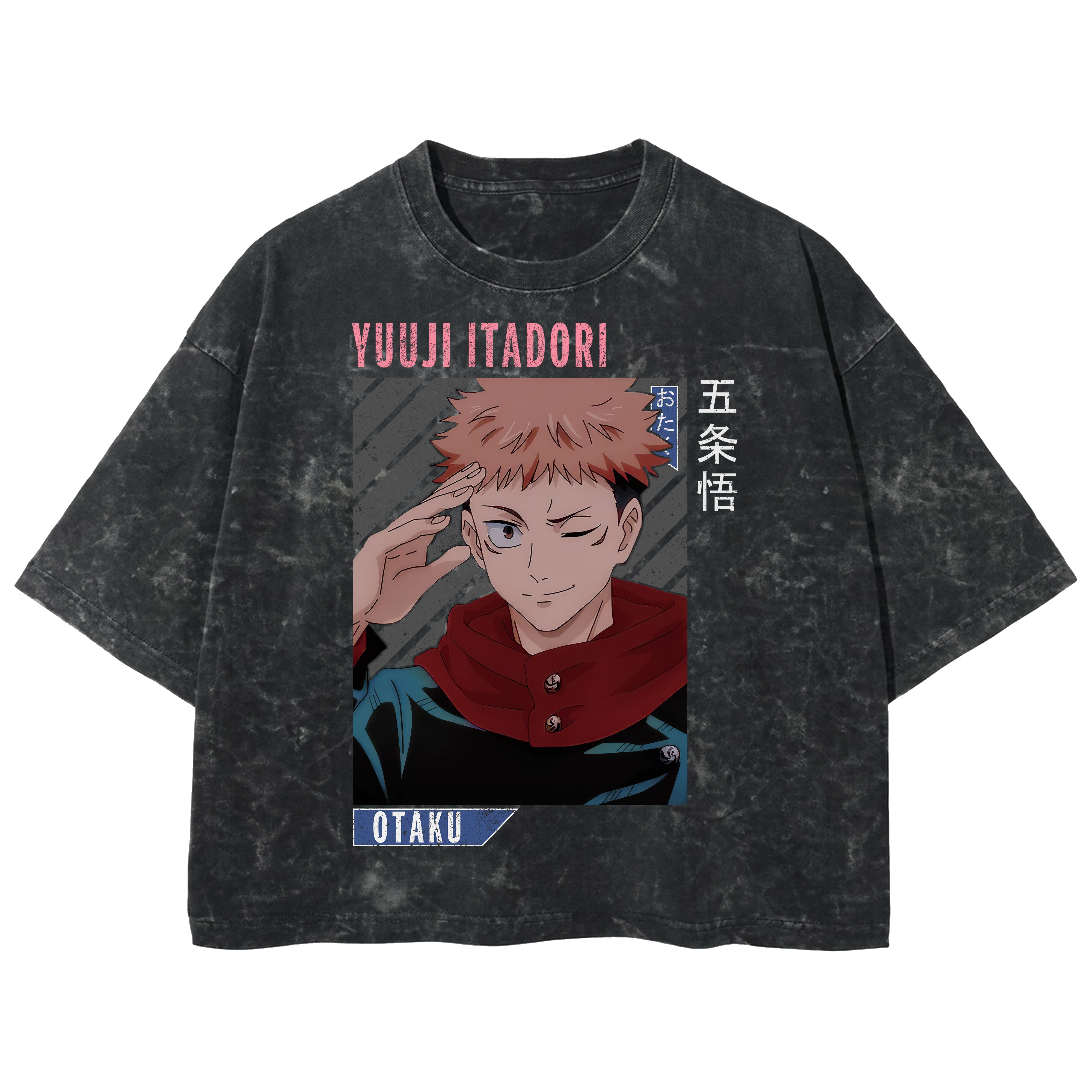 Playera streetwear premium de anime y gaming ExtraLife MX, corte boxy deluxe mineral wash heavyweight en color Acid Wash, moda urbana mexicana de culto.