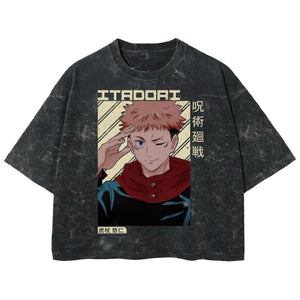 Playera streetwear premium de anime y gaming ExtraLife MX, corte boxy deluxe mineral wash heavyweight en color Acid Wash, moda urbana mexicana de culto.